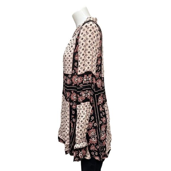 FREE PEOPLE Changing Times Floral Print Keyhole Neckline Longsleeve Tunic sz S - Picture 4 of 7